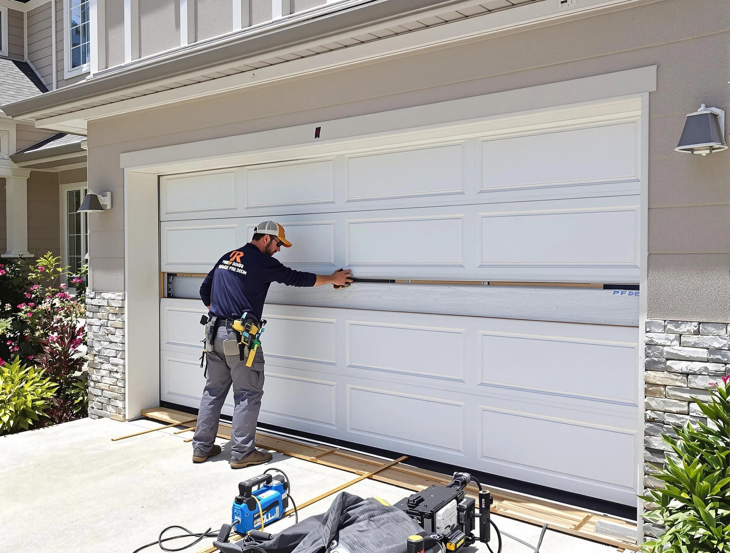 Green Hill Garage Door Repair team performing complete garage door replacement at Green Hill residence
