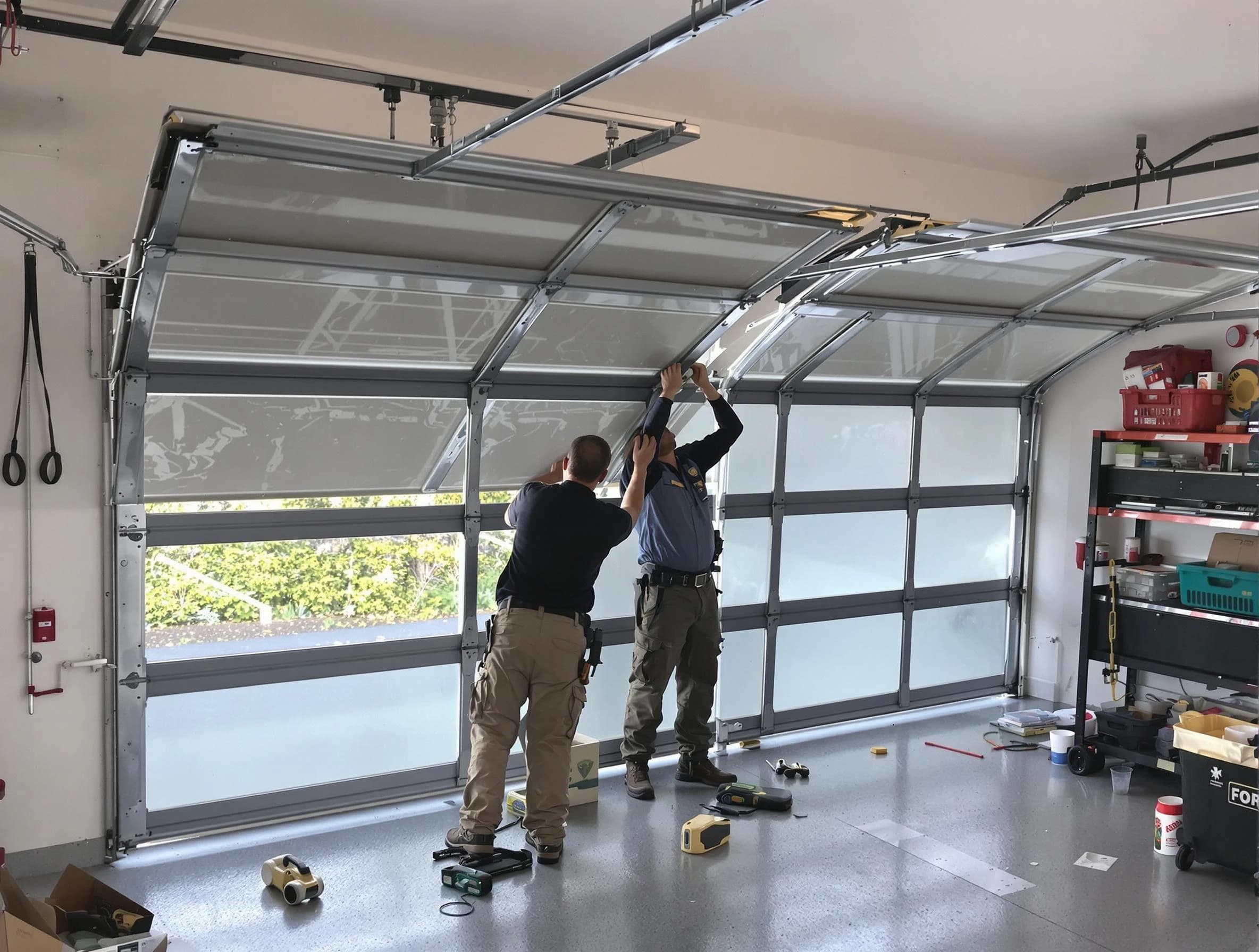 Green Hill Garage Door Repair expert performing precise panel replacement on Green Hill garage door
