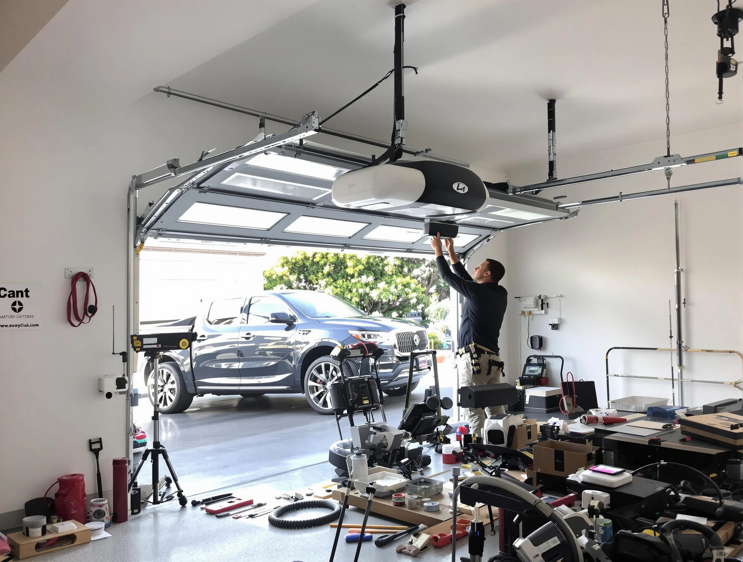 Green Hill Garage Door Repair specialist installing smart garage door opener system in Green Hill home