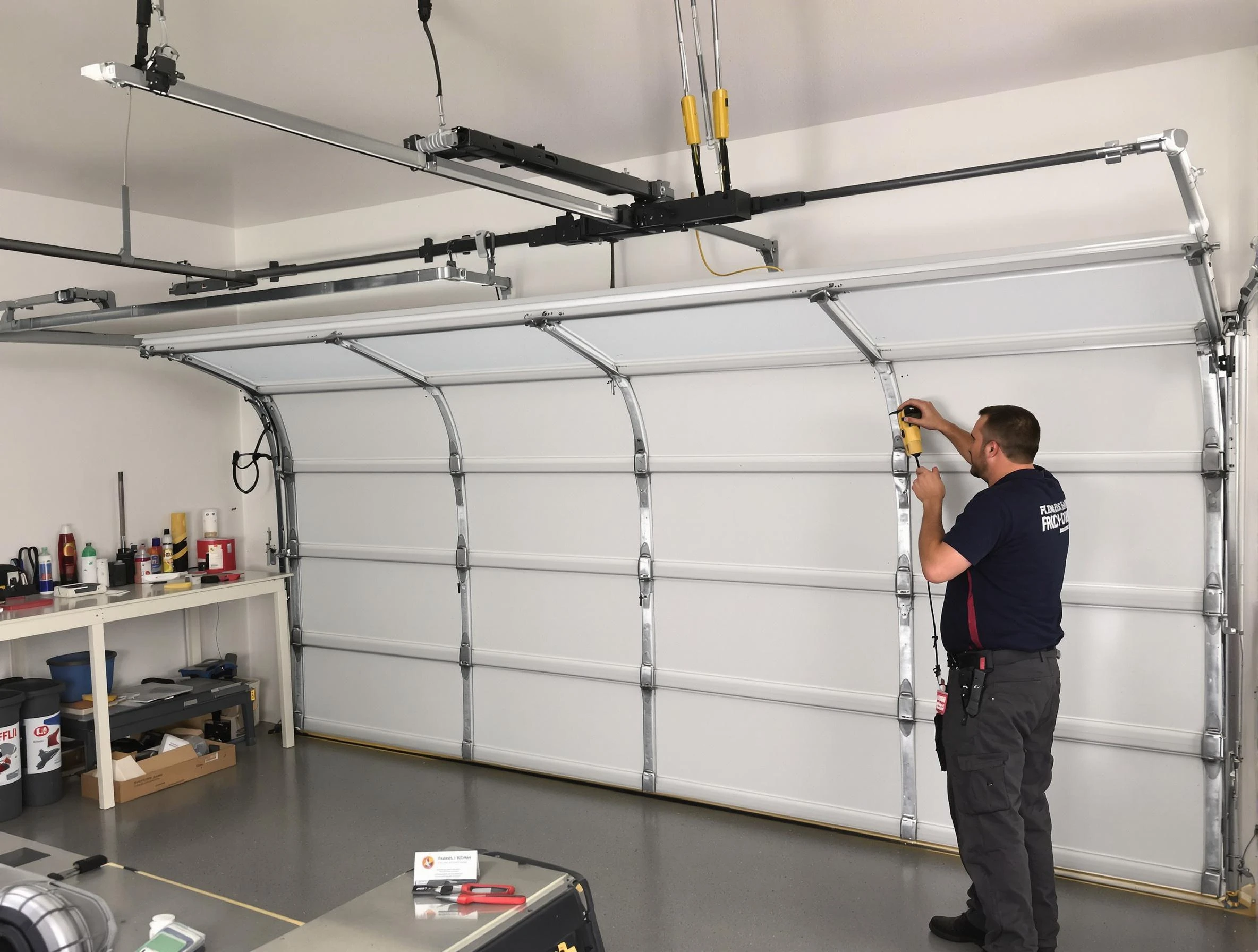 Green Hill Garage Door Repair certified technician performing overhead door system repair in Green Hill