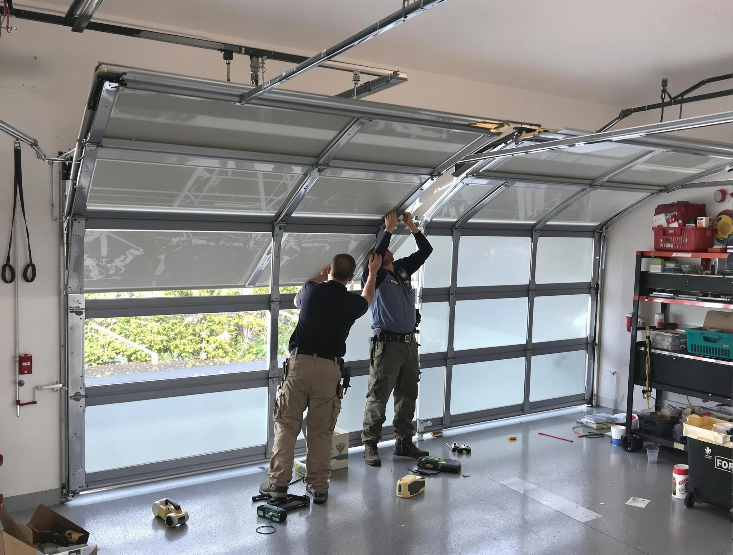 Green Hill Garage Door Repair expert performing precise panel replacement on Green Hill garage door