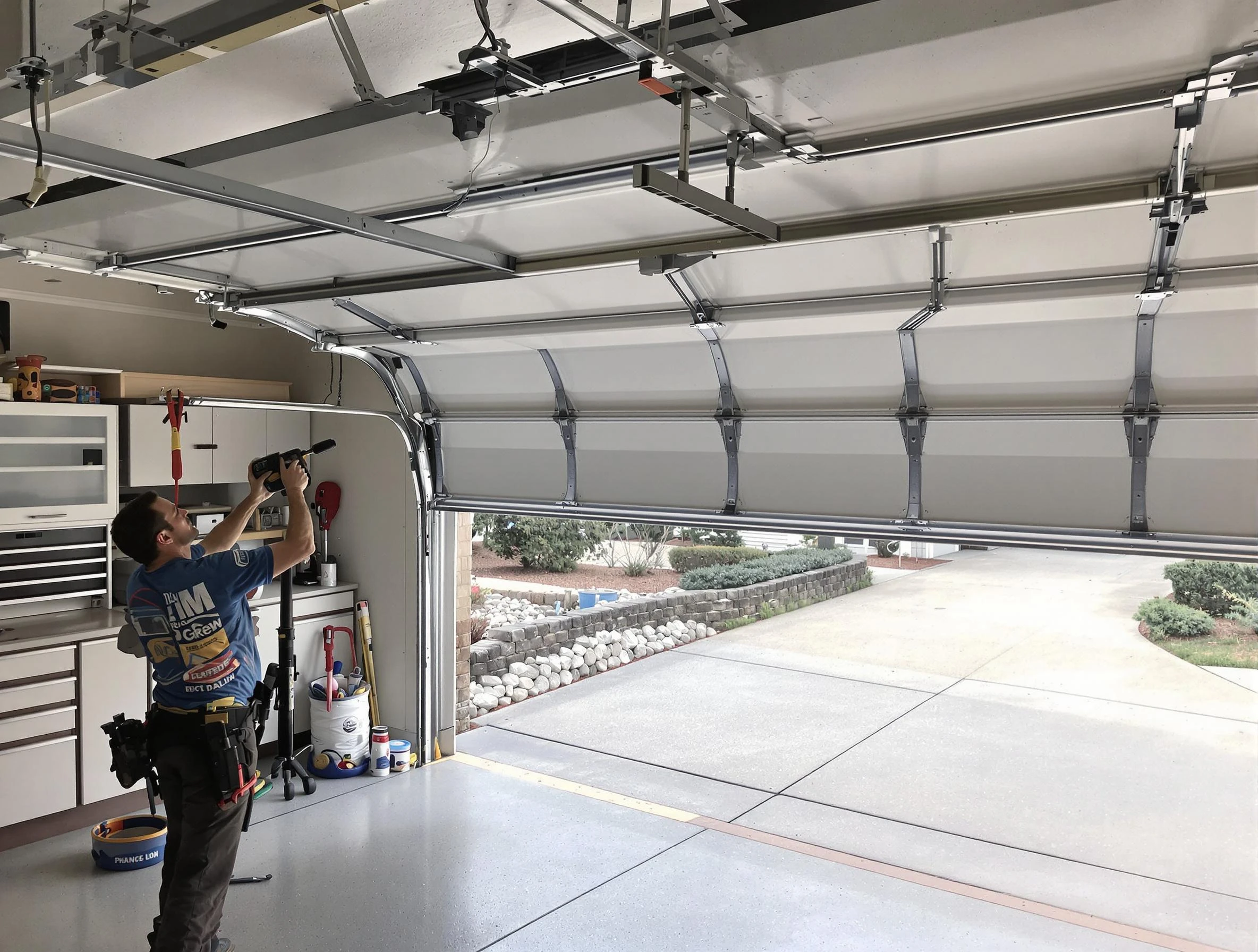 Garage door track repair service by Green Hill Garage Door Repair in Green Hill